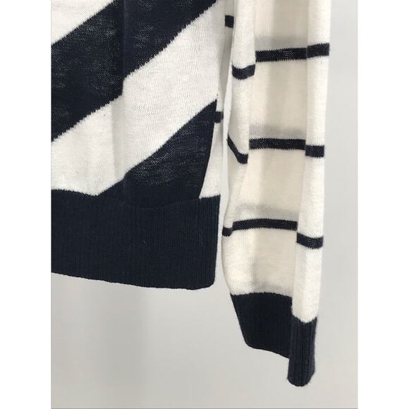 A|X Armani Exchange Navy Blue White Striped Cardigan Sweater S - Picture 5 of 11